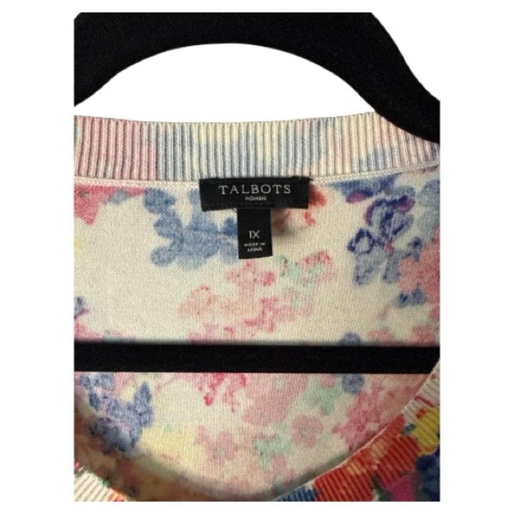 Talbots Women's Lightweight Fitted Floral Cardigan Sweater size 1X - Picture 7 of 8